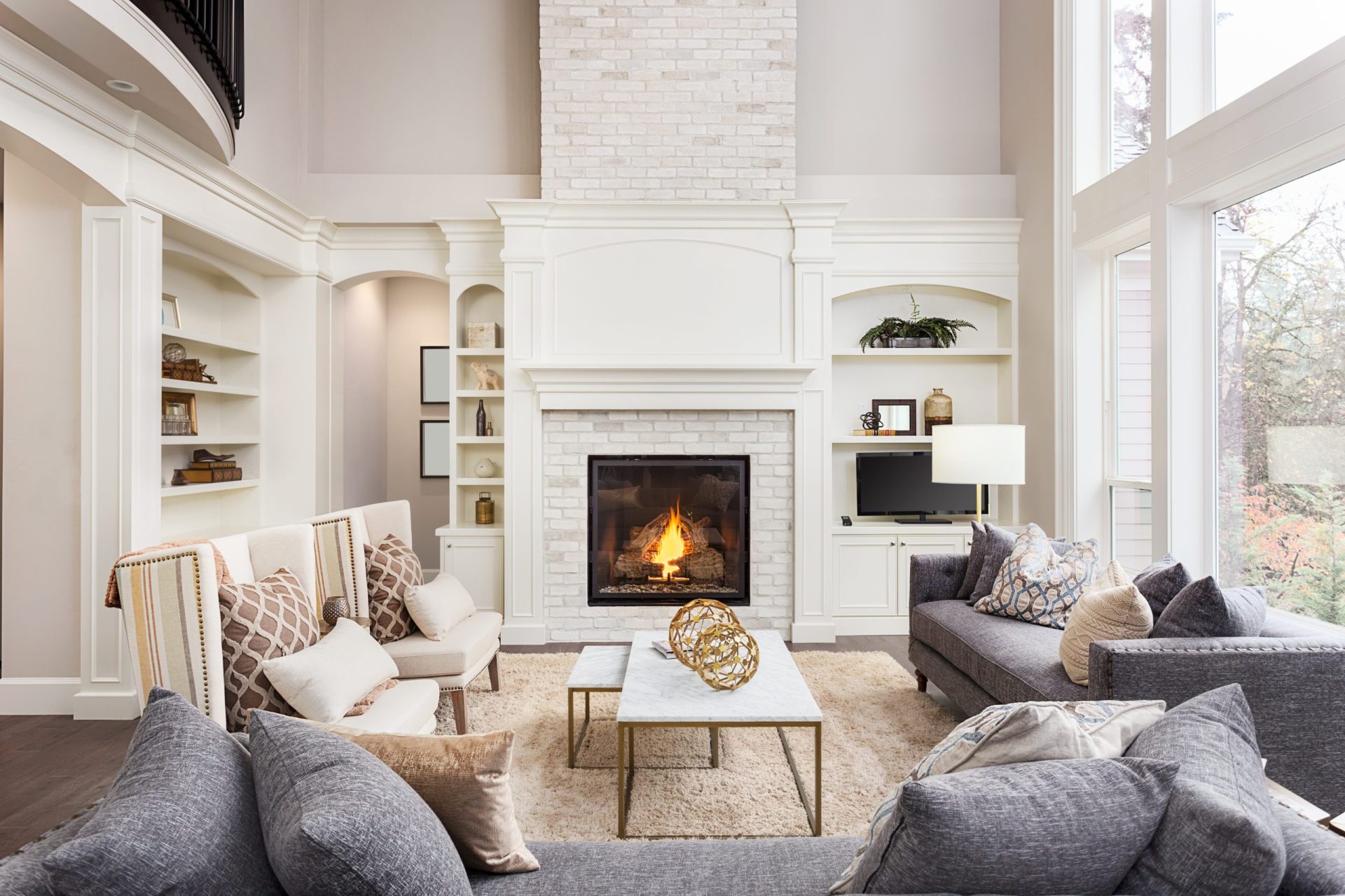 Living room with fireplace